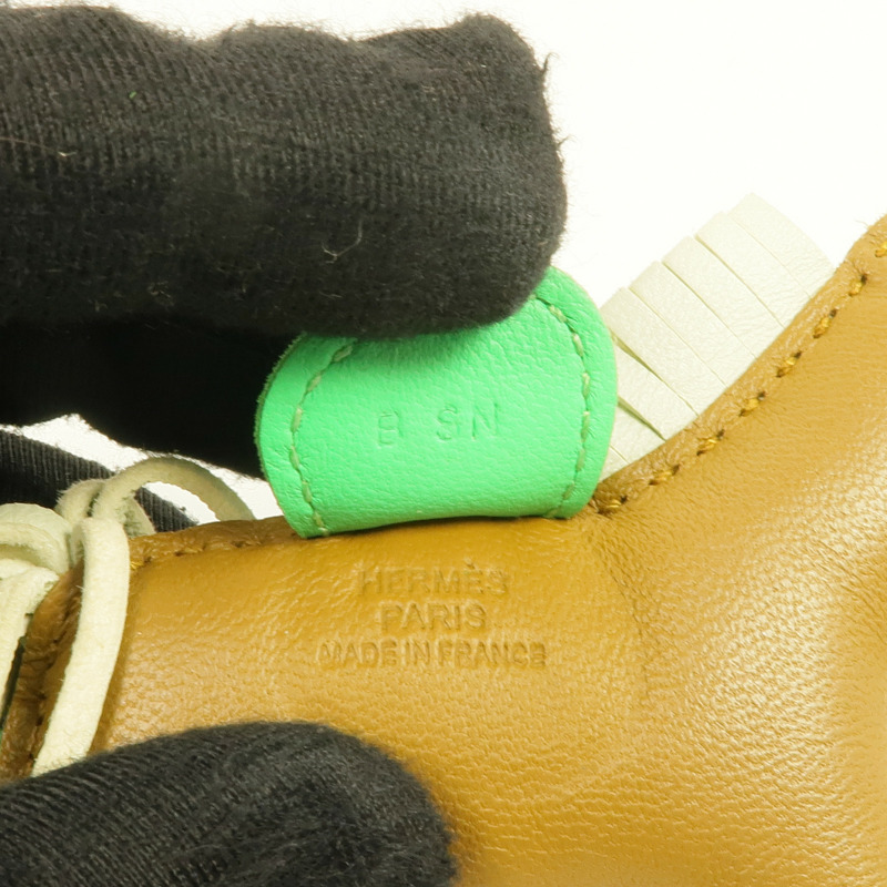 HERMES Milo皮革Rodeo PM掛飾Kraft/Vert Comics-4