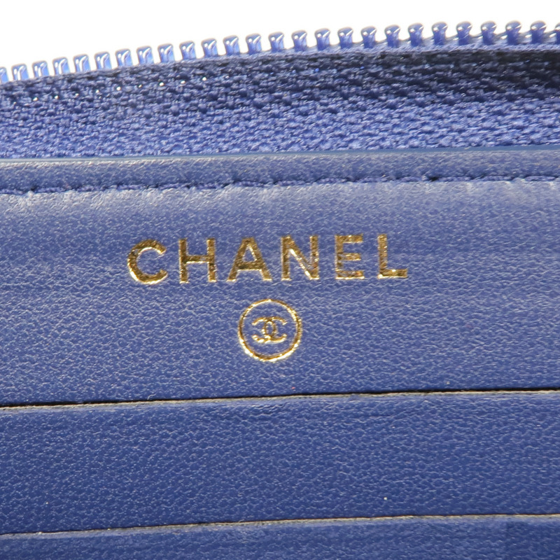 CHANEL 羊皮皮革Boy Zipped Wallet金扣錢包-13