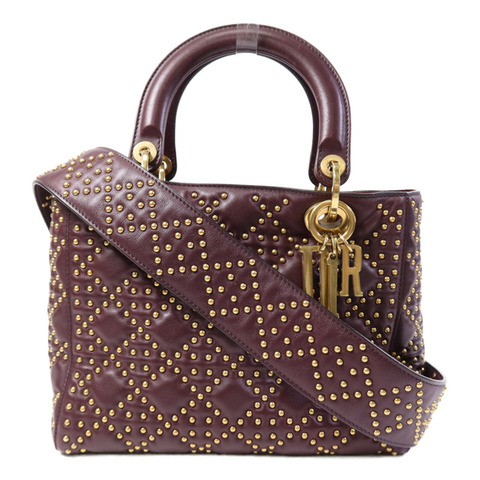 Dior 牛皮皮革Lady Dior金扣手挽肩背兩用袋