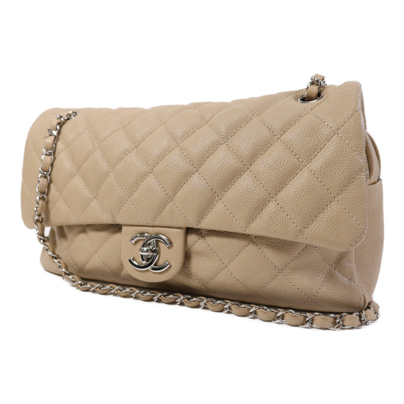CHANEL 牛皮皮革Easy Jumbo Flap Bag銀扣鏈帶肩背袋-2