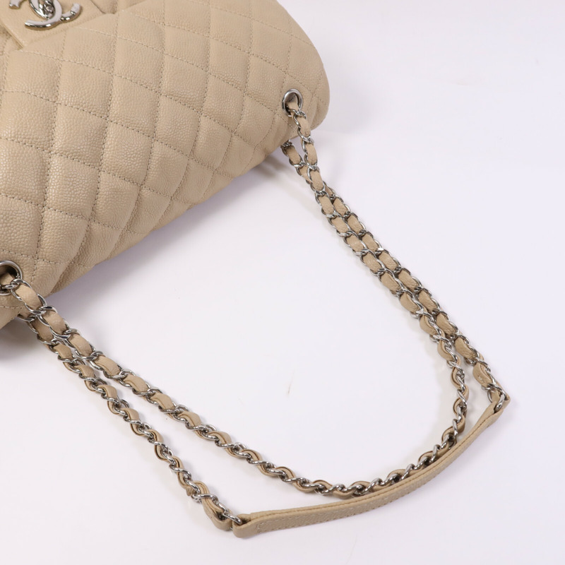CHANEL 牛皮皮革Easy Jumbo Flap Bag銀扣鏈帶肩背袋-5