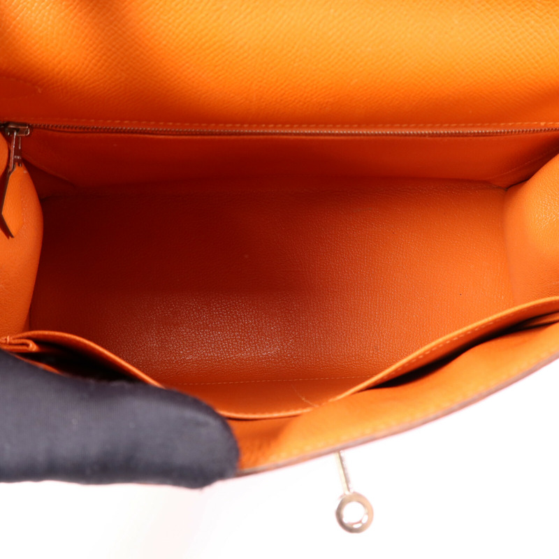 HERMES Epsom皮革Kelly 32手挽肩背兩用袋Orange-4