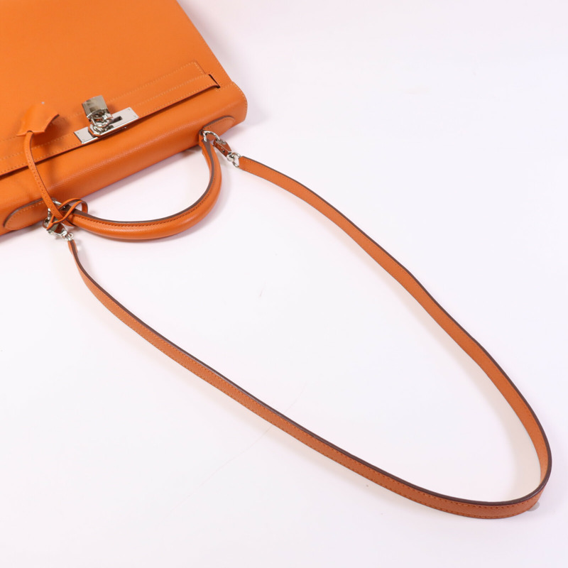 HERMES Epsom皮革Kelly 32手挽肩背兩用袋Orange-5
