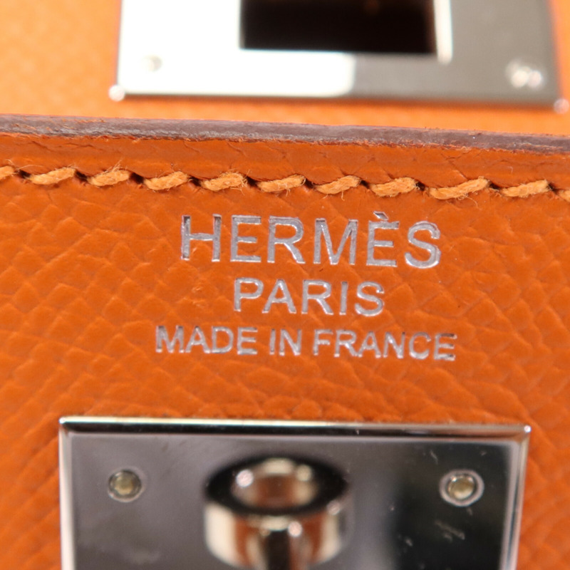 HERMES Epsom皮革Kelly 32手挽肩背兩用袋Orange-6