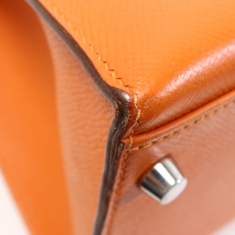 HERMES Epsom皮革Kelly 32手挽肩背兩用袋Orange-9