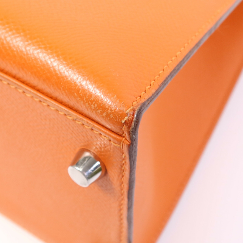 HERMES Epsom皮革Kelly 32手挽肩背兩用袋Orange-10