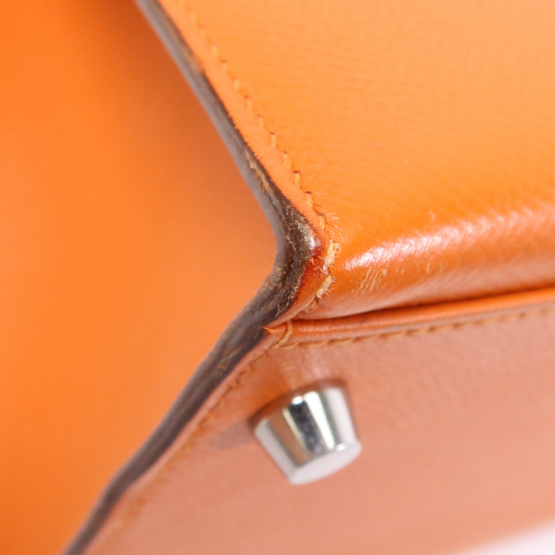 HERMES Epsom皮革Kelly 32手挽肩背兩用袋Orange-11