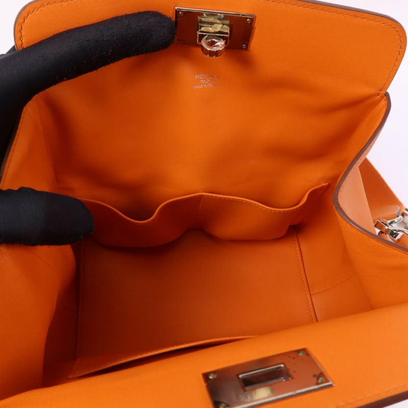 HERMES Evercolor皮革Tool Box 20銀扣手挽肩背兩用袋Feu-4