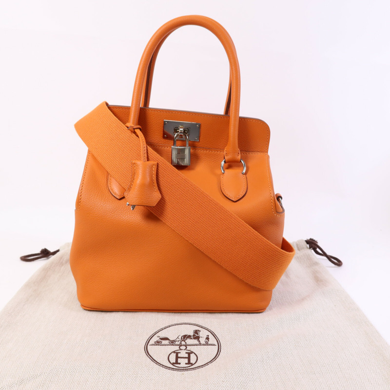 HERMES Evercolor皮革Tool Box 20銀扣手挽肩背兩用袋Feu-6