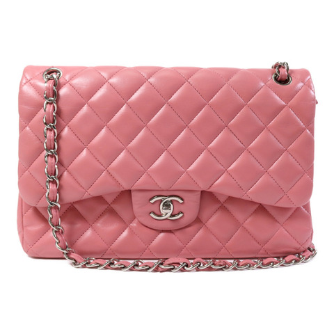 CHANEL 羊皮皮革Large Classic銀扣鏈帶肩背袋