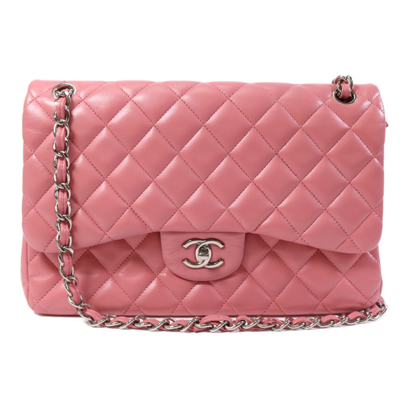 CHANEL 羊皮皮革Large Classic銀扣鏈帶肩背袋-0