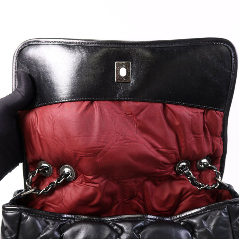 CHANEL 羊皮皮革Chain Shoulder Bag銀扣鏈帶肩背袋-11