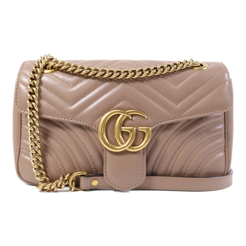 GUCCI 牛皮皮革GG Marmont金扣鏈帶肩背袋