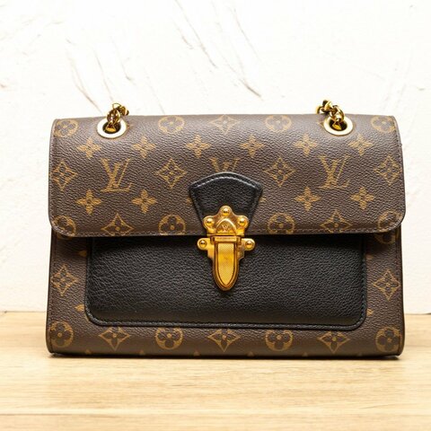 LOUIS VUITTON Victoire維多利亞手袋黑色PVC老花肩背包