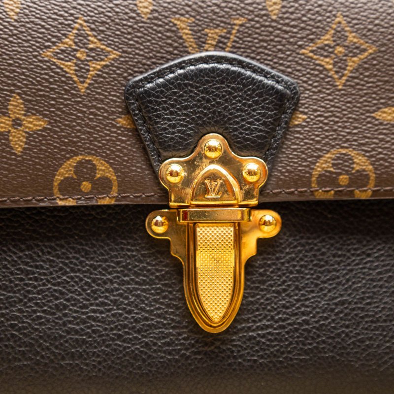 LOUIS VUITTON Victoire維多利亞手袋黑色PVC老花肩背包-3