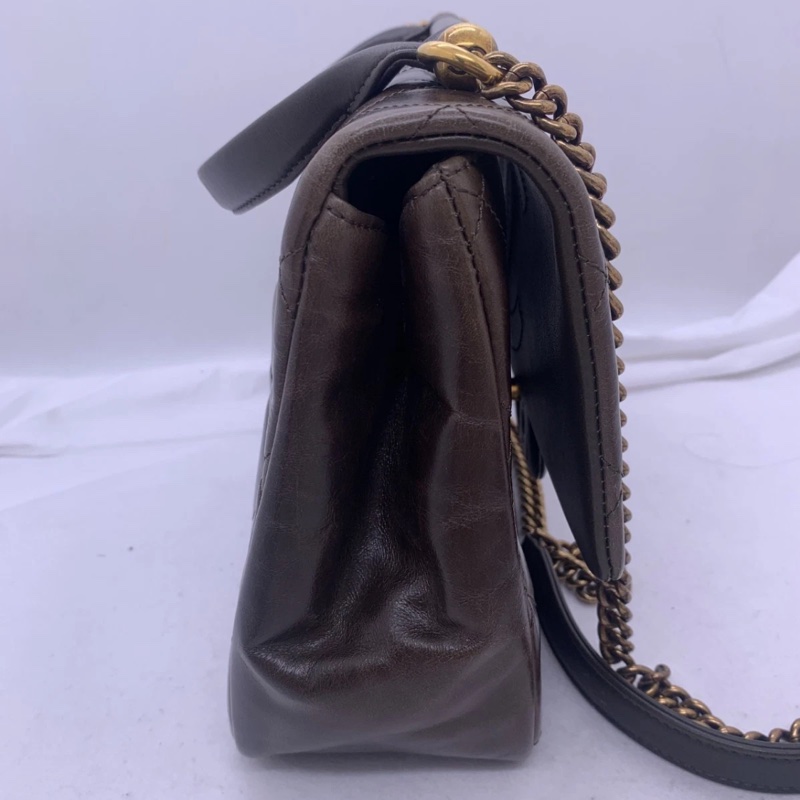 香奈兒（CHANEL）亮面小牛皮菱格紋中號手提翻蓋包-4