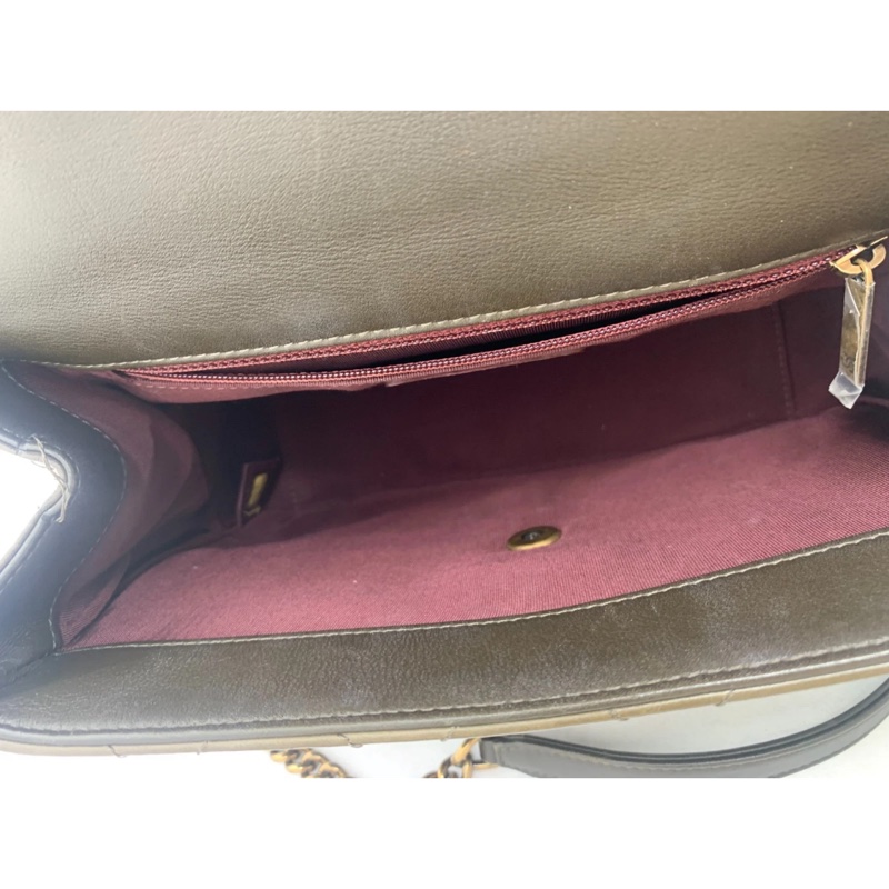 香奈兒（CHANEL）亮面小牛皮菱格紋中號手提翻蓋包-6