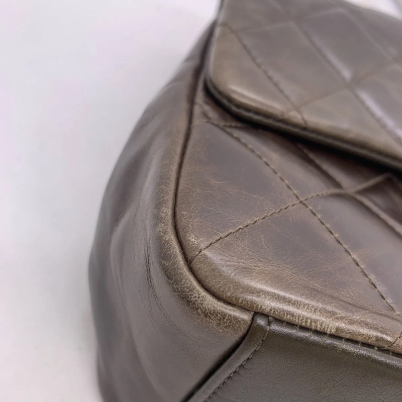 香奈兒（CHANEL）亮面小牛皮菱格紋中號手提翻蓋包-7