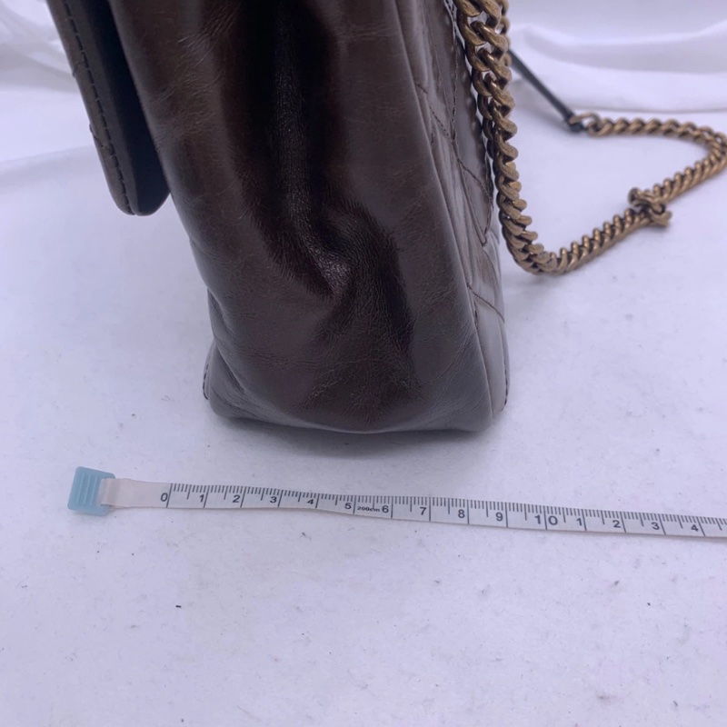 香奈兒（CHANEL）亮面小牛皮菱格紋中號手提翻蓋包-12