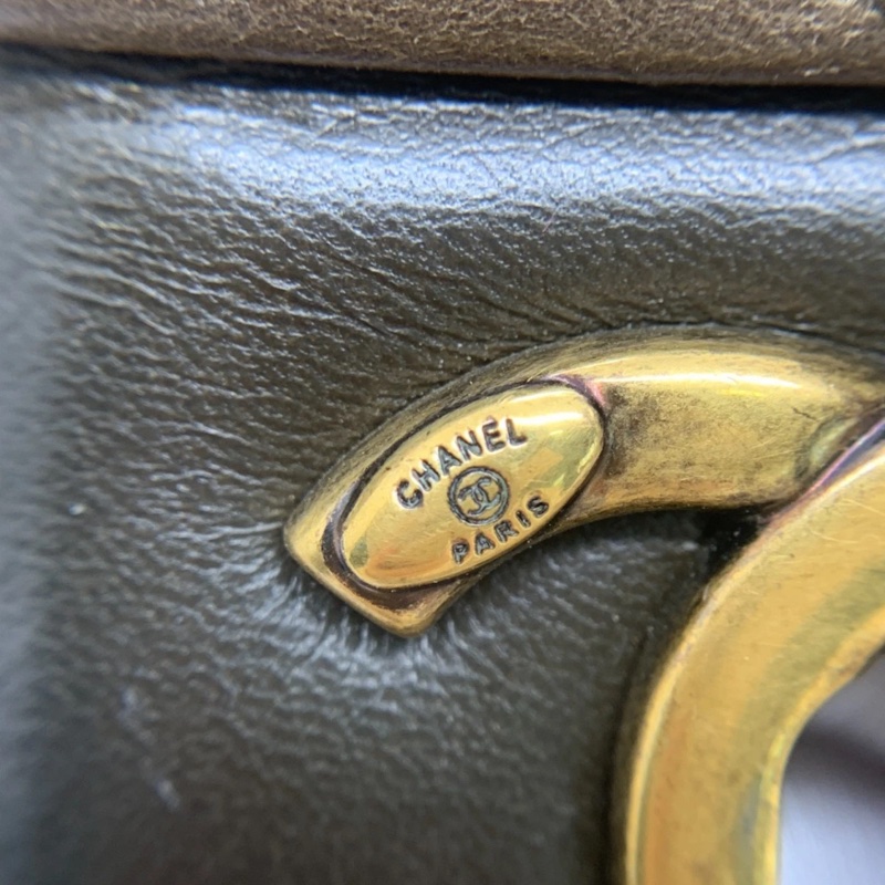 香奈兒（CHANEL）亮面小牛皮菱格紋中號手提翻蓋包-13