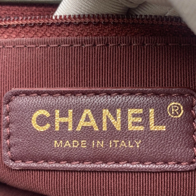 香奈兒（CHANEL）亮面小牛皮菱格紋中號手提翻蓋包-15