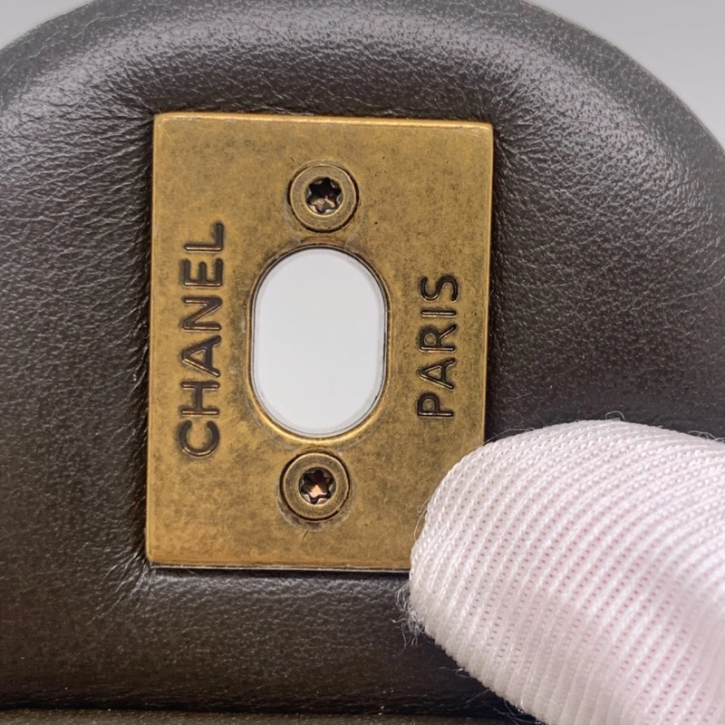 香奈兒（CHANEL）亮面小牛皮菱格紋中號手提翻蓋包-18