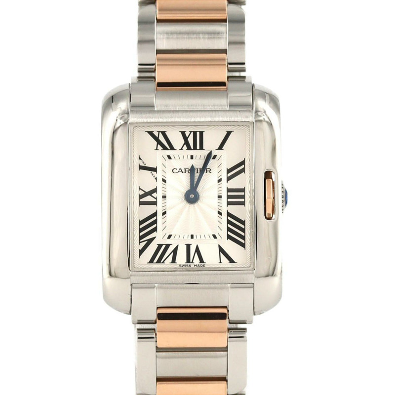 卡地亞 Tank Anglaise SM PG 雙色腕錶 W5310036 SSxPG 石英錶-0