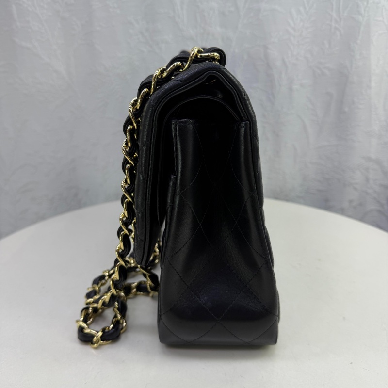 This is a Chanel Classic Double Flap bag in black leather with gold-tone hardware-2