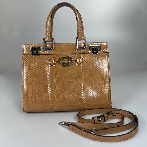 GUCCI ZUMI棕色蟒蛇皮兩用包