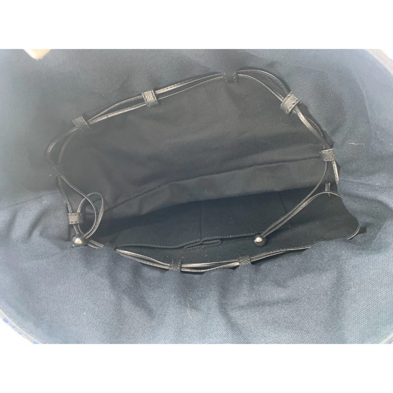 Chanel香奈兒拉菲草購物手提包,藍色編織鏈條,雙向可擴展,沙灘風海軍藍-4