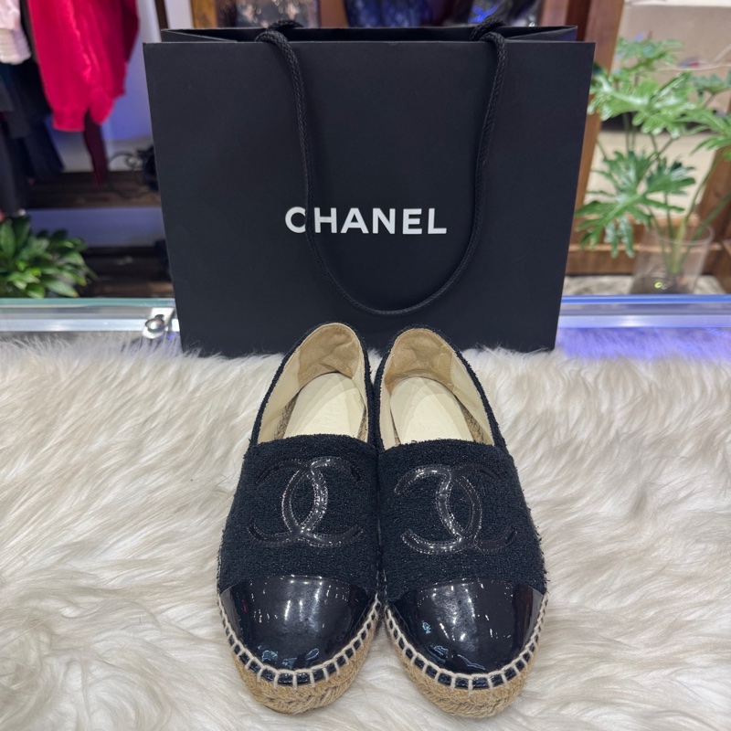 98新香奈兒經典漁夫鞋，百搭黑色，36碼-0