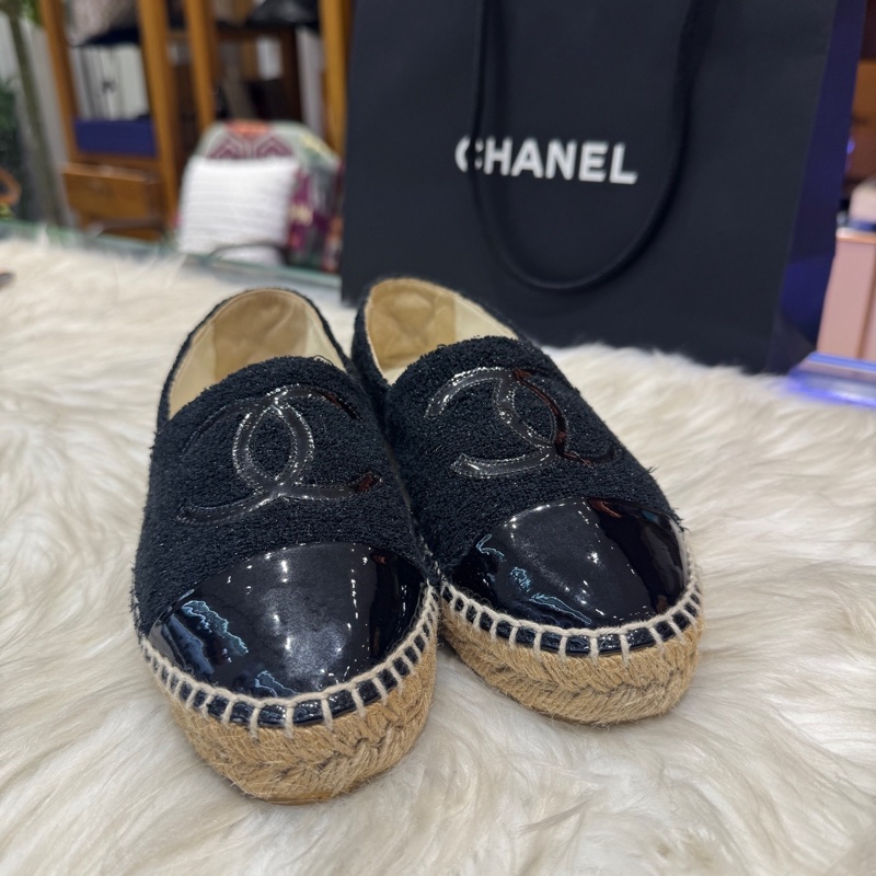 98新香奈兒經典漁夫鞋，百搭黑色，36碼-1