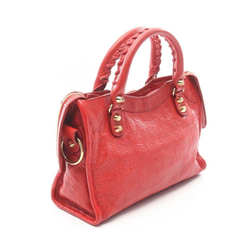 BALENCIAGA 經典迷你都會斜背包,紅色真皮,二手女款-1