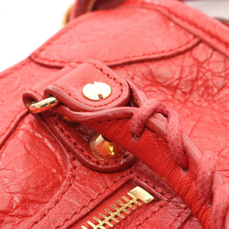 BALENCIAGA 經典迷你都會斜背包,紅色真皮,二手女款-4
