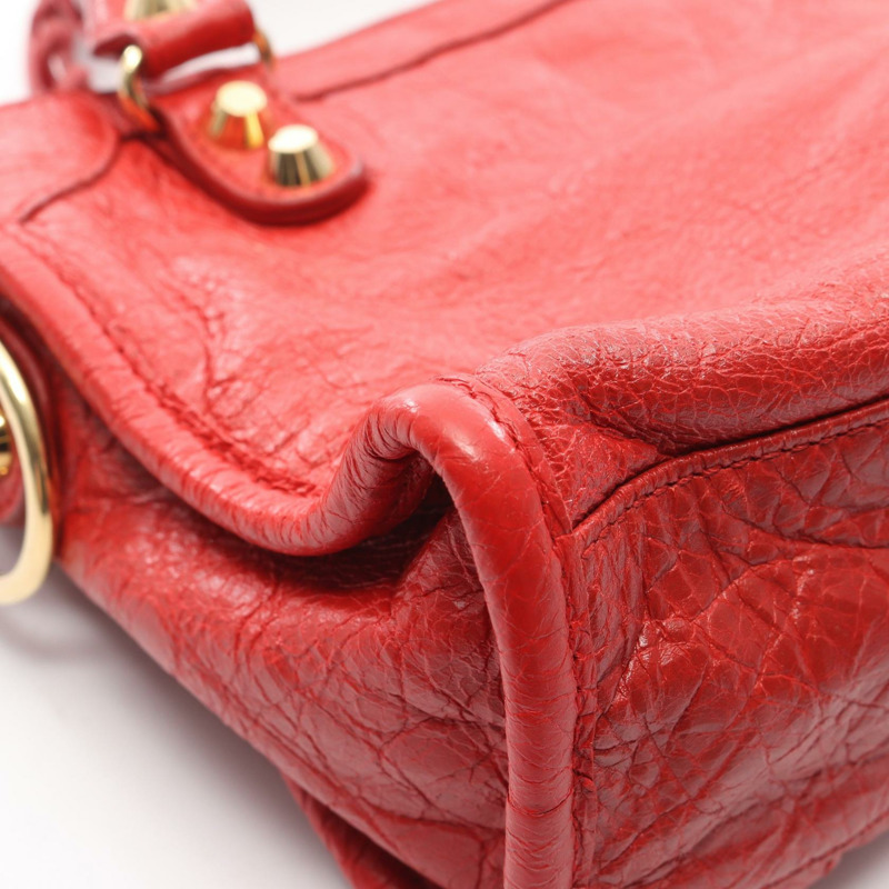 BALENCIAGA 經典迷你都會斜背包,紅色真皮,二手女款-5