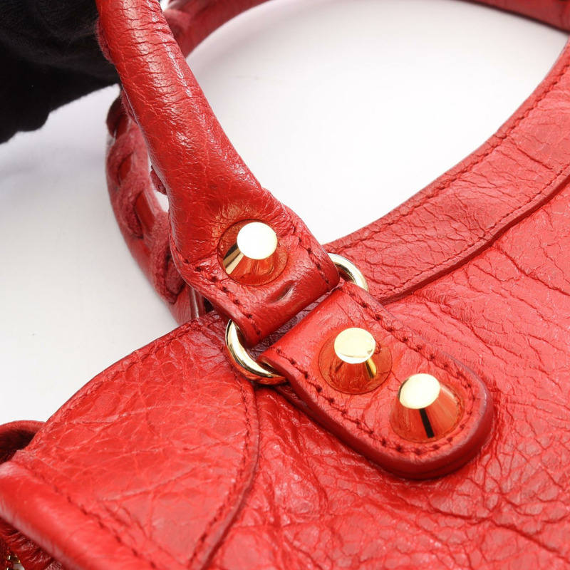 BALENCIAGA 經典迷你都會斜背包,紅色真皮,二手女款-6