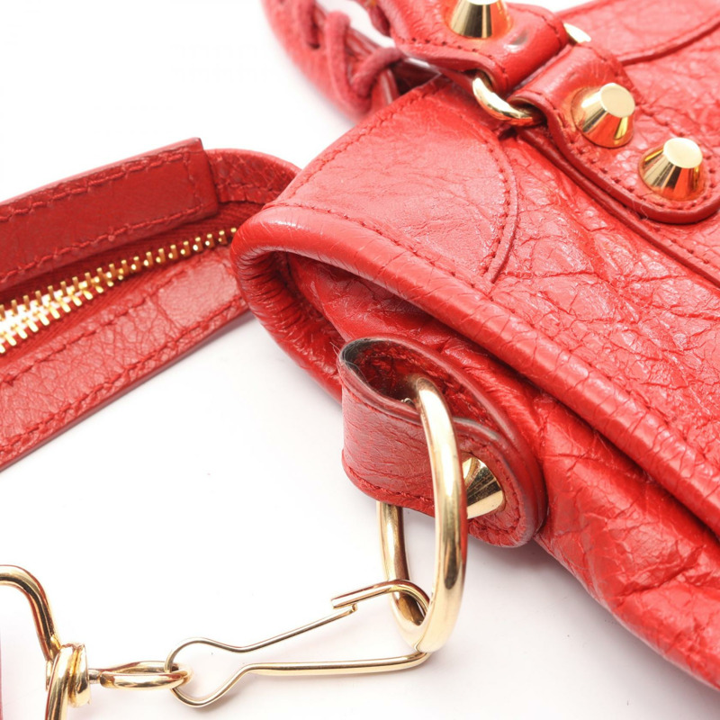 BALENCIAGA 經典迷你都會斜背包,紅色真皮,二手女款-12
