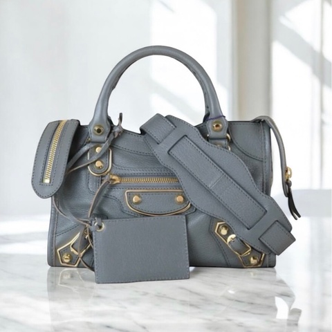 「JL精品代購」  98新 Balenciaga mini 灰機車包