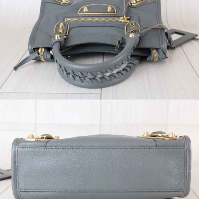 「JL精品代購」 98新 Balenciaga mini 灰機車包-4