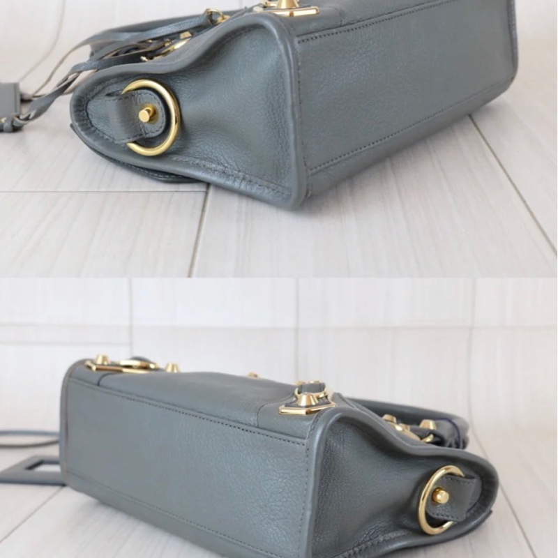 「JL精品代購」 98新 Balenciaga mini 灰機車包-6