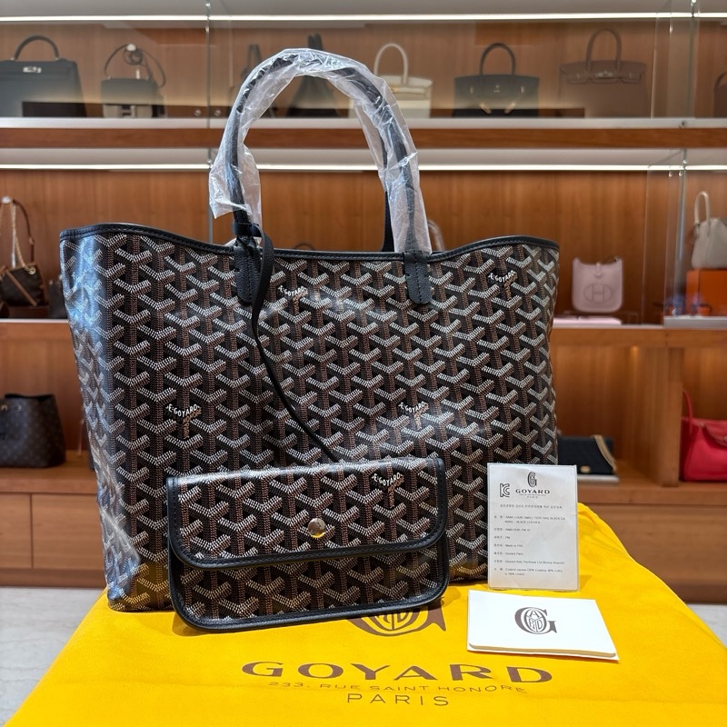 【現貨｜法式人氣款】Goyard Saint Louis PM｜黑色經典帆布 × 真皮提把｜超能裝子母購物包｜全新品-0