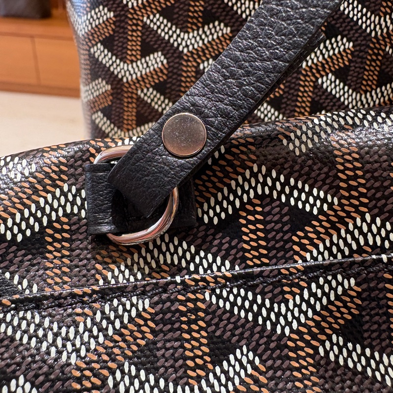 【現貨｜法式人氣款】Goyard Saint Louis PM｜黑色經典帆布 × 真皮提把｜超能裝子母購物包｜全新品-9