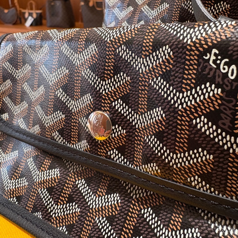 【現貨｜法式人氣款】Goyard Saint Louis PM｜黑色經典帆布 × 真皮提把｜超能裝子母購物包｜全新品-10