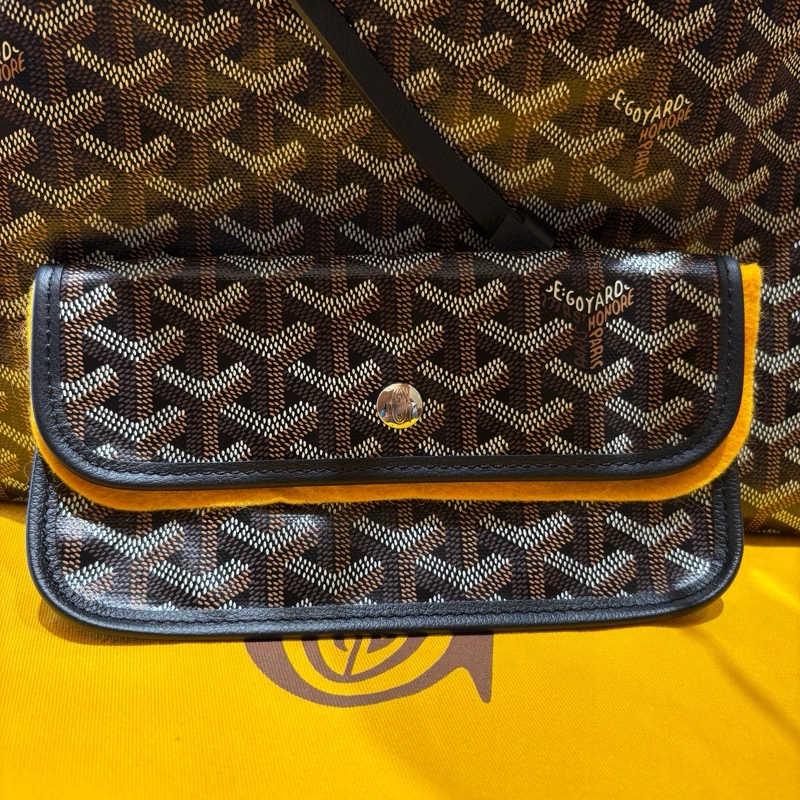 【現貨｜法式人氣款】Goyard Saint Louis PM｜黑色經典帆布 × 真皮提把｜超能裝子母購物包｜全新品-3