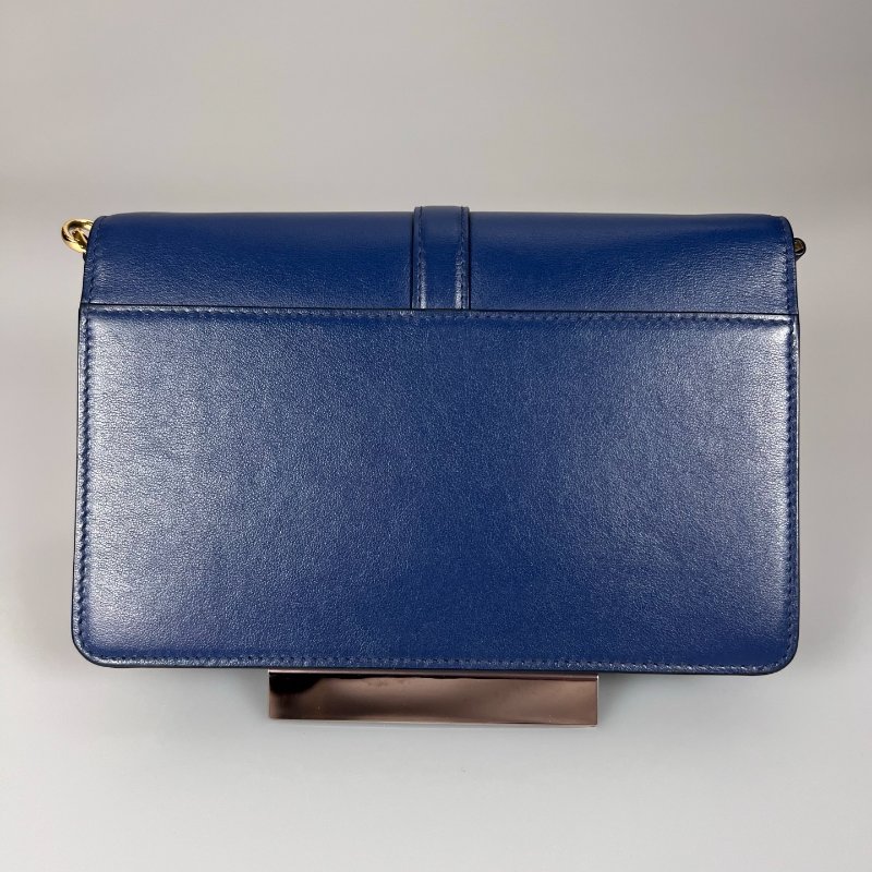 MIUMIU 藍皮革金扣流蘇-1