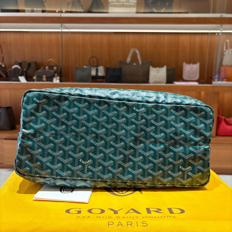 【現貨|氣質綠限定】Goyard Saint Louis PM 綠色托特包|超輕盈帆布設計 × 真皮提把|附原廠子包&購證|時尚力MAX!-8