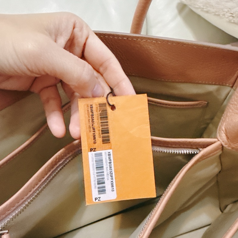 85成新 TODS tote 托特包 粉橘粉色 有附防塵-13