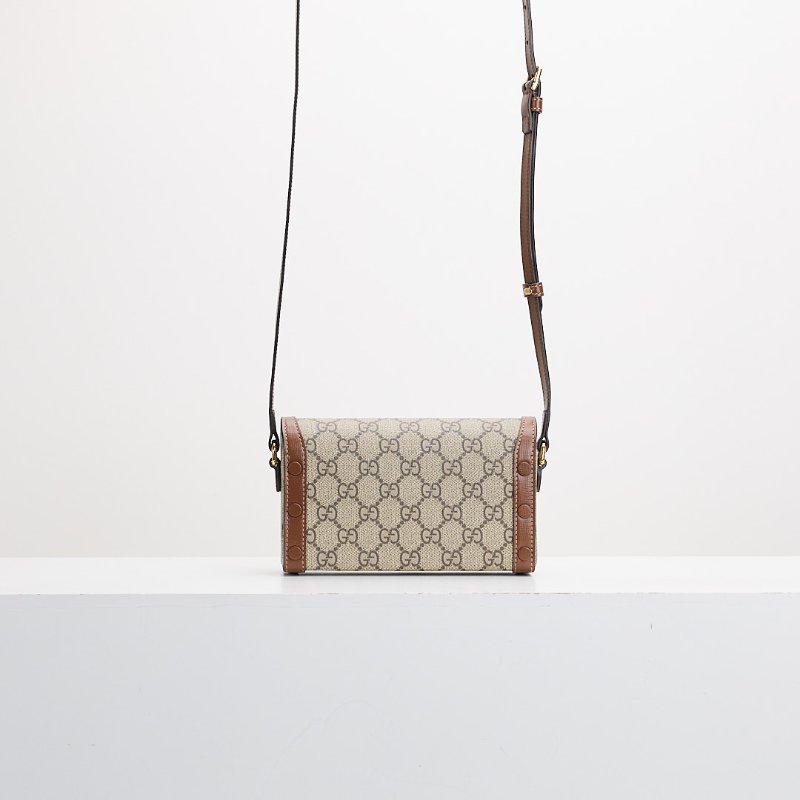 二手Gucci 1955橫版手機包/棕色-1