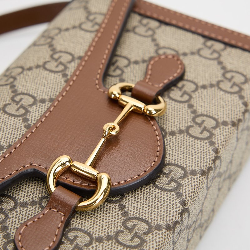 二手Gucci 1955橫版手機包/棕色-3