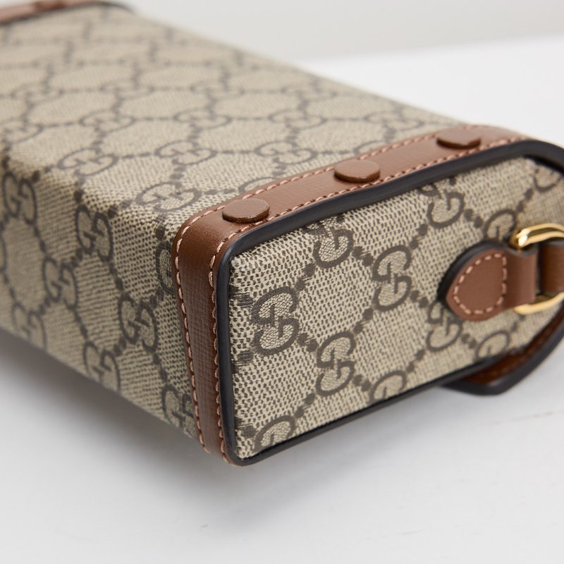 二手Gucci 1955橫版手機包/棕色-5